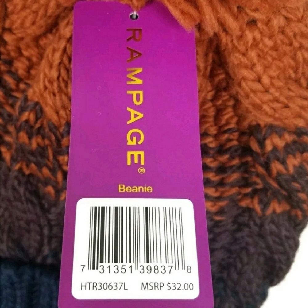 ❄2/$15 Rampage Chunky Colorblock Beanie Hat - Picture 2 of 4